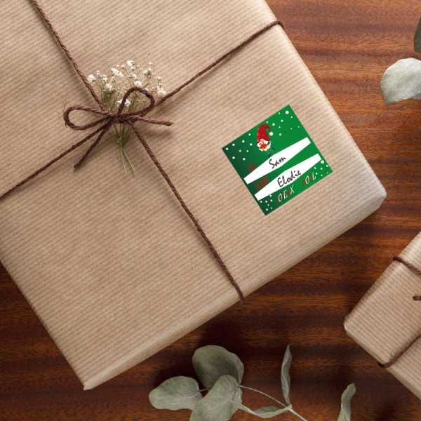 Etiquettes cadeaux Noël Lutins verts