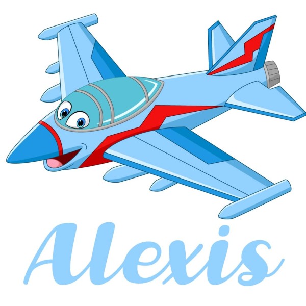 Sticker Avion bleu avec prénom personnalisable