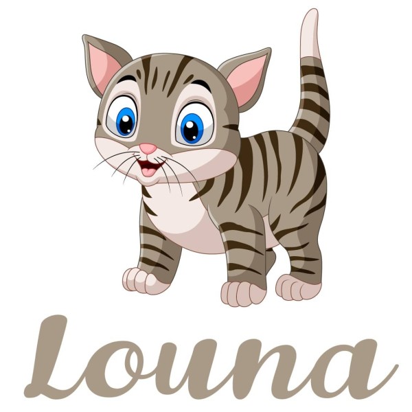 Sticker Chat tigré avec prénom personnalisable