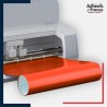 machine découpe rouleau d'adhésif vinyle orange rouge