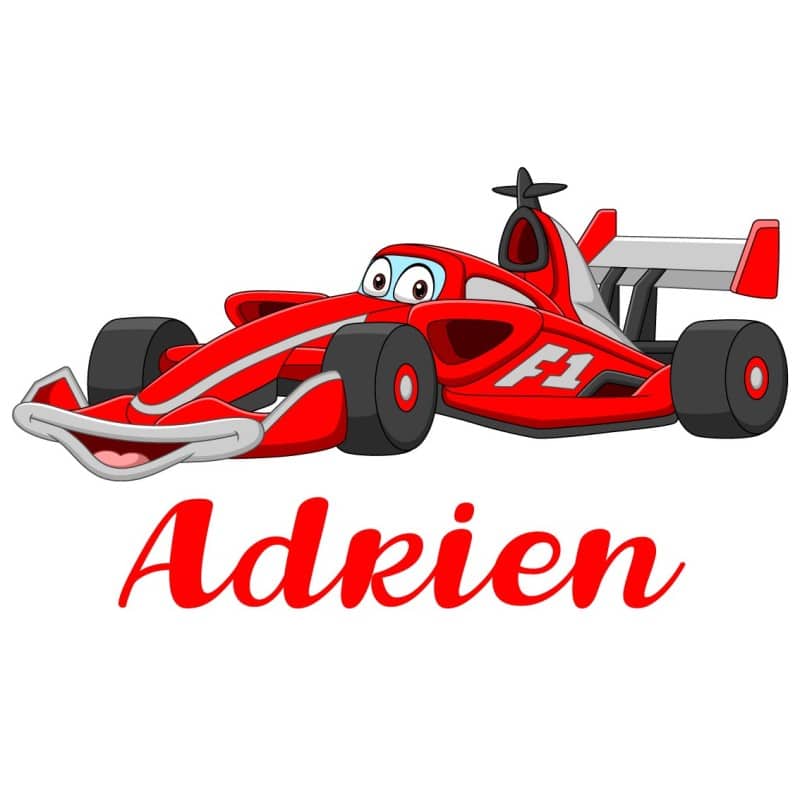 Sticker voiture F1 rouge avec prénom personnalisable