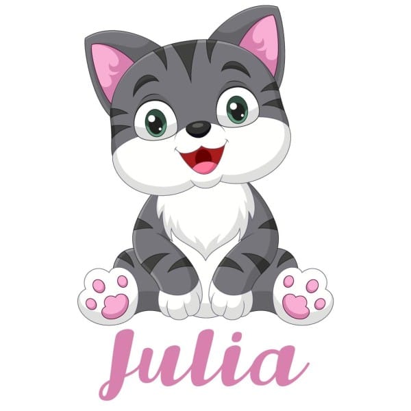 Sticker petit chat avec prénom personnalisable