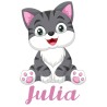 Sticker petit chat avec prénom personnalisable